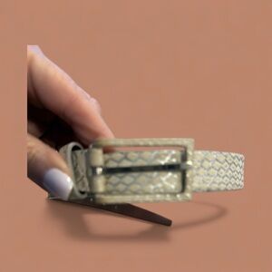 Calvin Klein Vintage 90's silver and ivory python leather belt made in Italy